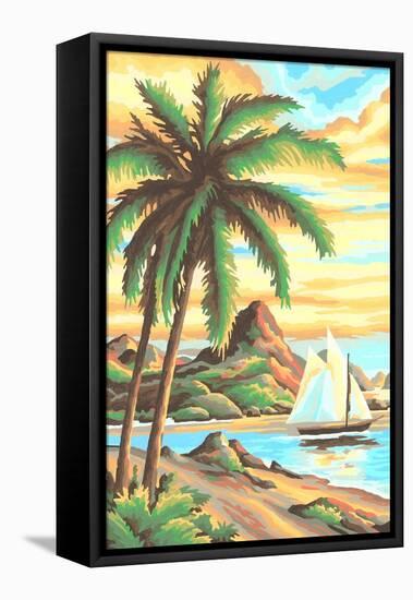Paint by Numbers, Tropical Scene Number One-null-Framed Stretched Canvas