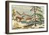 Paint by Numbers, Winter Scene-null-Framed Art Print