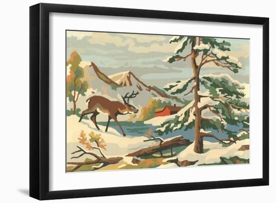 Paint by Numbers, Winter Scene-null-Framed Art Print