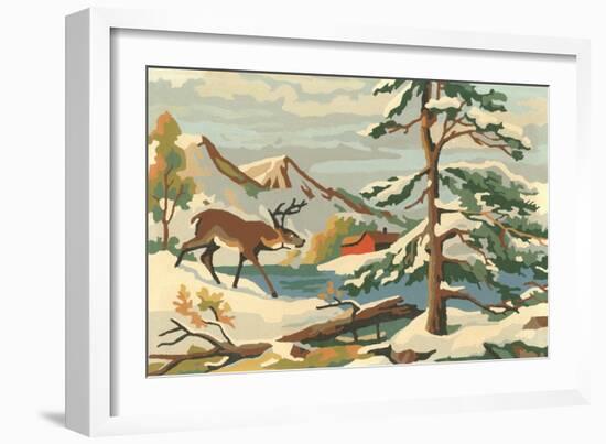 Paint by Numbers, Winter Scene-null-Framed Art Print