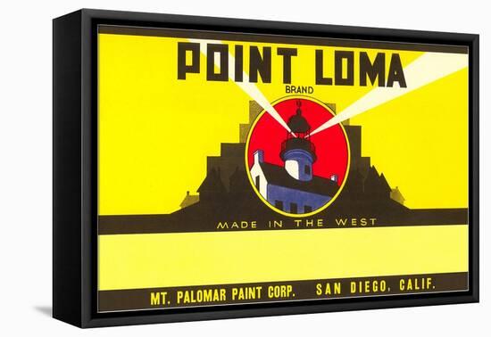 Paint Label, Point Loma, with Cabrillo Lighthouse, San Diego-null-Framed Stretched Canvas