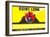 Paint Label, Point Loma, with Cabrillo Lighthouse, San Diego-null-Framed Art Print