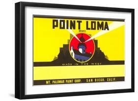 Paint Label, Point Loma, with Cabrillo Lighthouse, San Diego-null-Framed Art Print