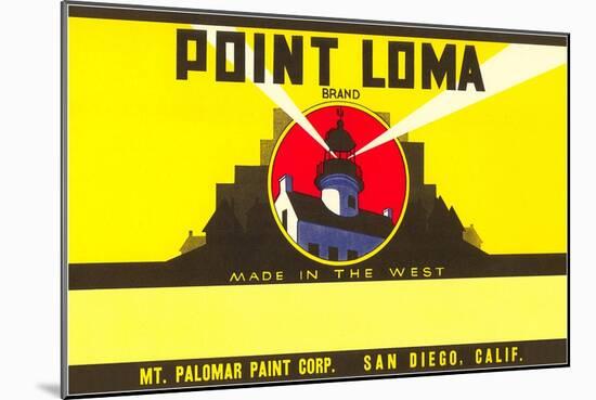 Paint Label, Point Loma, with Cabrillo Lighthouse, San Diego-null-Mounted Art Print