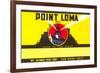 Paint Label, Point Loma, with Cabrillo Lighthouse, San Diego-null-Framed Premium Giclee Print