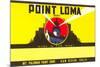 Paint Label, Point Loma, with Cabrillo Lighthouse, San Diego-null-Mounted Premium Giclee Print