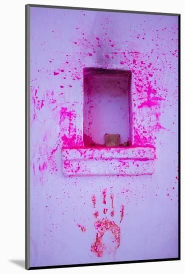 Paint on wall during Holi festival, Rajasthan-Mark MacEwen-Mounted Photographic Print