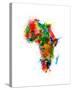 Paint Splashes Map of Africa Map-Michael Tompsett-Stretched Canvas