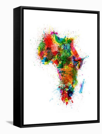 Paint Splashes Map of Africa Map-Michael Tompsett-Framed Stretched Canvas