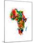 Paint Splashes Map of Africa Map-Michael Tompsett-Mounted Art Print