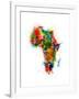 Paint Splashes Map of Africa Map-Michael Tompsett-Framed Art Print