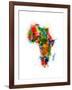 Paint Splashes Map of Africa Map-Michael Tompsett-Framed Art Print