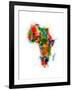 Paint Splashes Map of Africa Map-Michael Tompsett-Framed Art Print