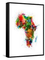 Paint Splashes Map of Africa Map-Michael Tompsett-Framed Stretched Canvas