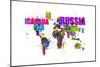 Paint Splashes Text Map of the World-Michael Tompsett-Mounted Art Print