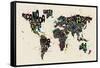 Paint Splashes Text Map of the World-Michael Tompsett-Framed Stretched Canvas
