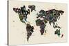 Paint Splashes Text Map of the World-Michael Tompsett-Stretched Canvas