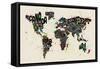 Paint Splashes Text Map of the World-Michael Tompsett-Framed Stretched Canvas