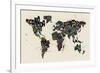 Paint Splashes Text Map of the World-Michael Tompsett-Framed Art Print