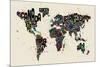 Paint Splashes Text Map of the World-Michael Tompsett-Mounted Art Print