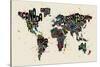 Paint Splashes Text Map of the World-Michael Tompsett-Stretched Canvas