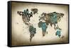 Paint Splashes Text Map of the World-Michael Tompsett-Framed Stretched Canvas