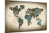 Paint Splashes Text Map of the World-Michael Tompsett-Mounted Art Print