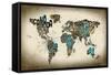 Paint Splashes Text Map of the World-Michael Tompsett-Framed Stretched Canvas