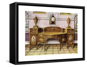 Painted and Inlaid Satinwood Sideboard and Mahogany Bracket Clock, 1911-1912-Edwin Foley-Framed Stretched Canvas