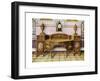 Painted and Inlaid Satinwood Sideboard and Mahogany Bracket Clock, 1911-1912-Edwin Foley-Framed Giclee Print