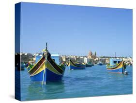 Painted Boats in the Harbour at Marsaxlokk, Malta, Mediterranean, Europe-Nigel Francis-Stretched Canvas