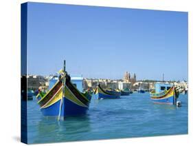 Painted Boats in the Harbour at Marsaxlokk, Malta, Mediterranean, Europe-Nigel Francis-Stretched Canvas