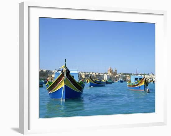 Painted Boats in the Harbour at Marsaxlokk, Malta, Mediterranean, Europe-Nigel Francis-Framed Photographic Print