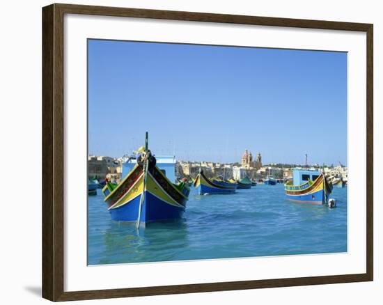 Painted Boats in the Harbour at Marsaxlokk, Malta, Mediterranean, Europe-Nigel Francis-Framed Photographic Print