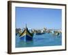 Painted Boats in the Harbour at Marsaxlokk, Malta, Mediterranean, Europe-Nigel Francis-Framed Photographic Print