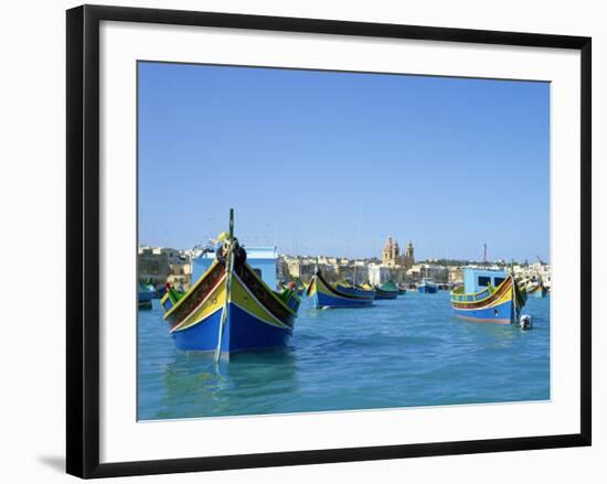 Painted Boats in the Harbour at Marsaxlokk, Malta, Mediterranean, Europe-Nigel Francis-Framed Photographic Print