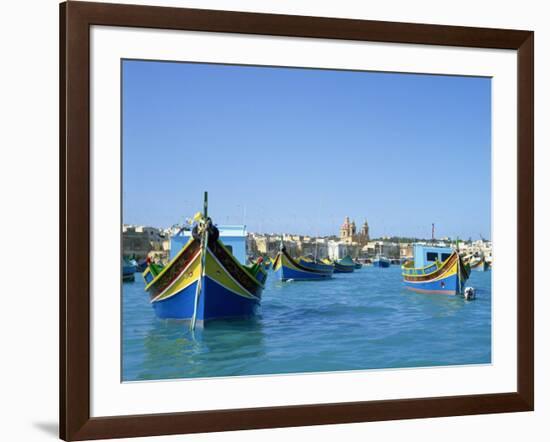 Painted Boats in the Harbour at Marsaxlokk, Malta, Mediterranean, Europe-Nigel Francis-Framed Photographic Print