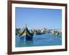 Painted Boats in the Harbour at Marsaxlokk, Malta, Mediterranean, Europe-Nigel Francis-Framed Photographic Print