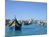 Painted Boats in the Harbour at Marsaxlokk, Malta, Mediterranean, Europe-Nigel Francis-Mounted Photographic Print