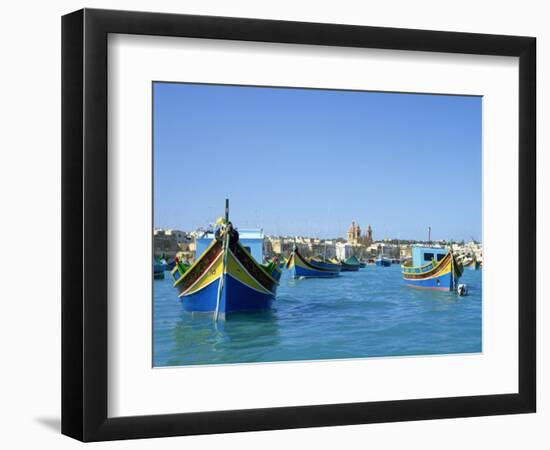 Painted Boats in the Harbour at Marsaxlokk, Malta, Mediterranean, Europe-Nigel Francis-Framed Photographic Print