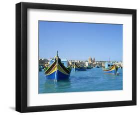 Painted Boats in the Harbour at Marsaxlokk, Malta, Mediterranean, Europe-Nigel Francis-Framed Photographic Print