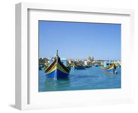 Painted Boats in the Harbour at Marsaxlokk, Malta, Mediterranean, Europe-Nigel Francis-Framed Photographic Print