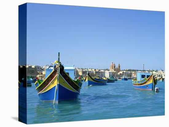 Painted Boats in the Harbour at Marsaxlokk, Malta, Mediterranean, Europe-Nigel Francis-Stretched Canvas