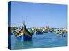 Painted Boats in the Harbour at Marsaxlokk, Malta, Mediterranean, Europe-Nigel Francis-Stretched Canvas