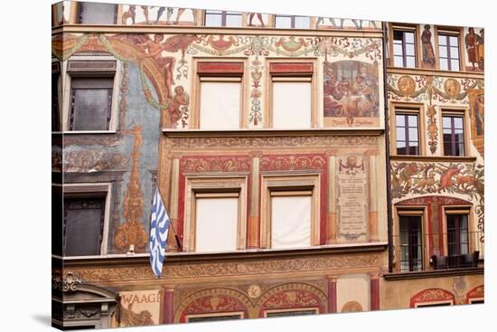 Painted Building Facades in the City of Lucerne, Switzerland, Europe-Julian Elliott-Stretched Canvas