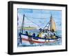 Painted Ceramic Tiles of a Fishing Boat, Algarve, Portugal-Merrill Images-Framed Premium Photographic Print