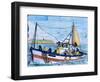 Painted Ceramic Tiles of a Fishing Boat, Algarve, Portugal-Merrill Images-Framed Photographic Print