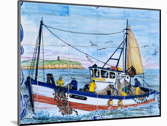 Painted Ceramic Tiles of a Fishing Boat, Algarve, Portugal-Merrill Images-Mounted Photographic Print