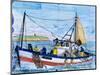 Painted Ceramic Tiles of a Fishing Boat, Algarve, Portugal-Merrill Images-Mounted Photographic Print