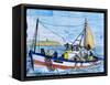 Painted Ceramic Tiles of a Fishing Boat, Algarve, Portugal-Merrill Images-Framed Stretched Canvas